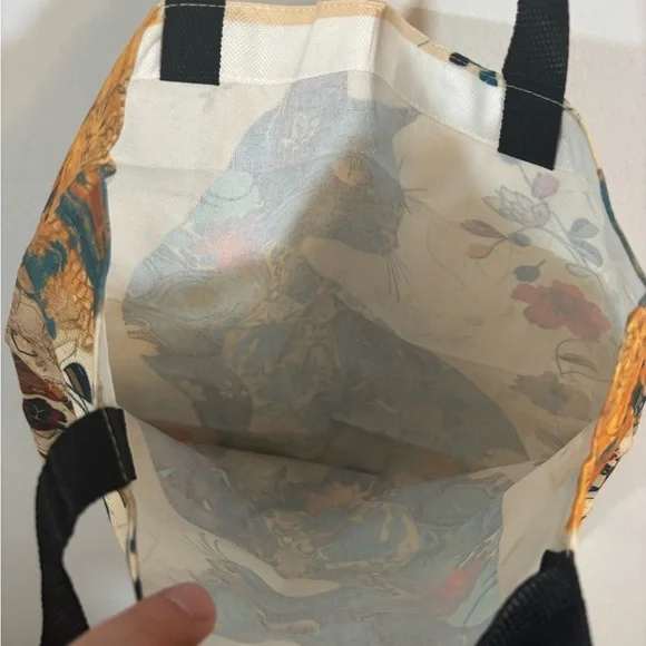 Colorful Cat Art Tote Bag – 16” x 15” Reusable Canvas Shoulder Bag - Picture 6 of 8